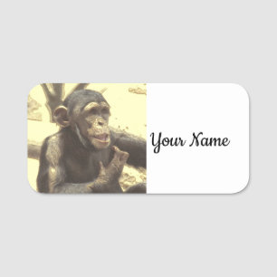 Etiqueta Para Nombres Chimpancé metalizado