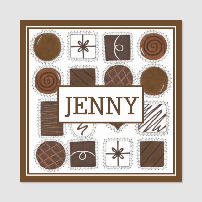 Etiqueta Para Nombres Chocolate Bon Bon Candies Chocolatier Candía (Anverso)