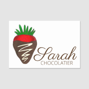 Etiqueta Para Nombres Chocolate oscuro cubierto de fresa