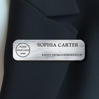 Etiqueta Para Nombres Clear Silver Hairline Classic Name Badge Custom