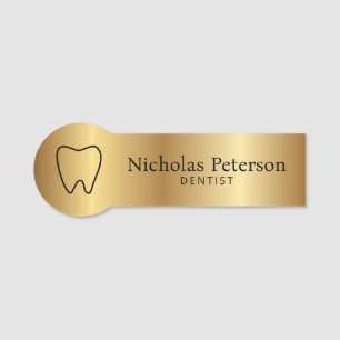 Etiqueta Para Nombres Clínica dental de oro metálico moderno