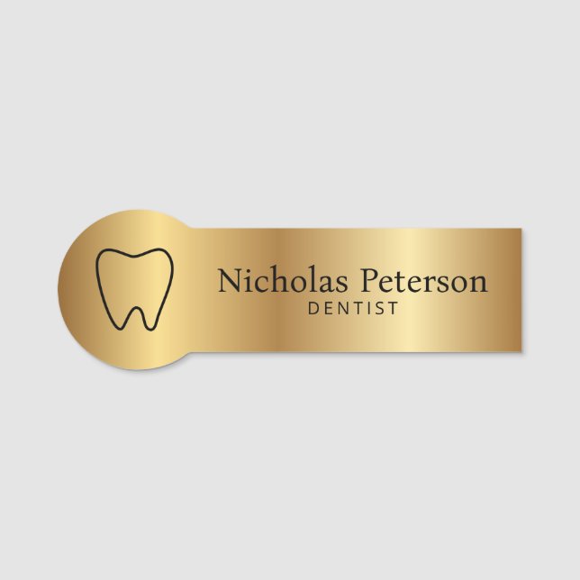 Etiqueta Para Nombres Clínica dental de oro metálico moderno (Anverso)