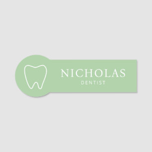 Etiqueta Para Nombres Clínica dental dental simple con salvia verde