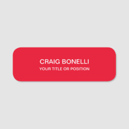 Etiqueta Para Nombres Color Rojo Moderno Llanura Minimalista