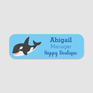 Etiqueta Para Nombres Cómico asesino ballena orca personalizado lindo il