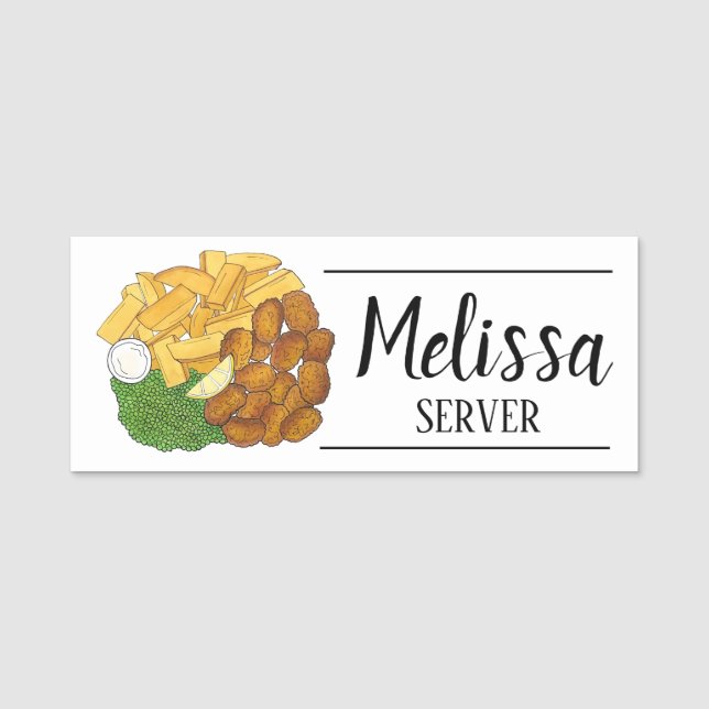 Etiqueta Para Nombres Comida inglesa de "pub Fare Scampi" (Anverso)