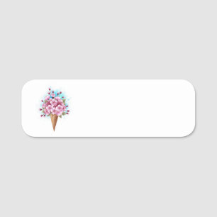 Etiqueta Para Nombres Cono de waffle de helado de Sakura rosa