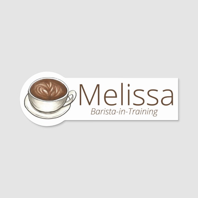 Etiqueta Para Nombres Copa Latte Coffee Barista Cappuccino Bebida Espres (Anverso)