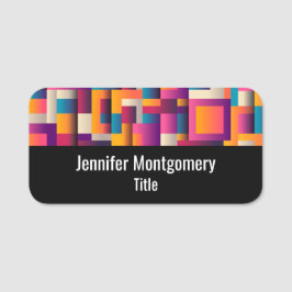 Etiqueta Para Nombres Cuadrados y formas abstractos coloridos