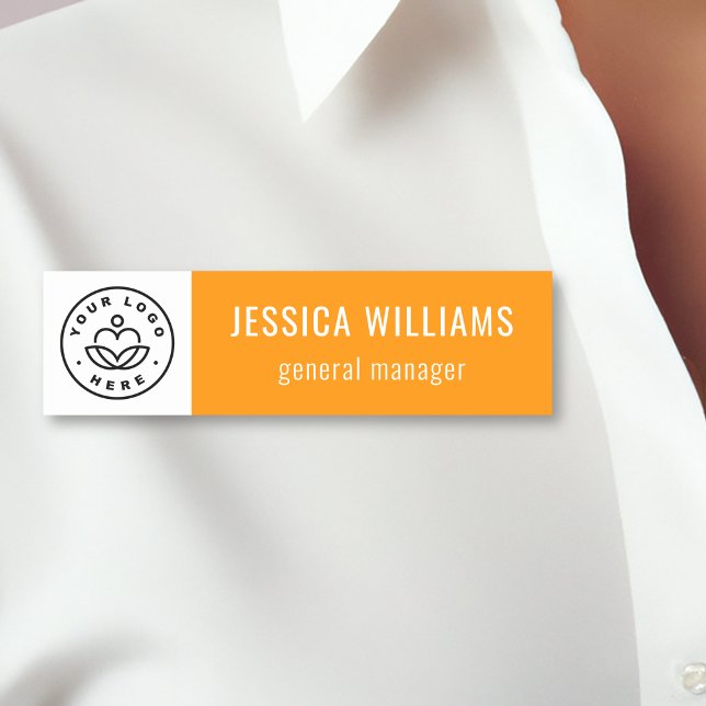 Etiqueta Para Nombres Custom Company Logo Orange Employee (Subido por el creador)