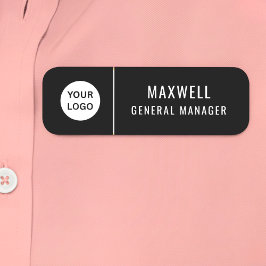 Etiqueta Para Nombres Custom Logo Employee Staff Safety Pin Black