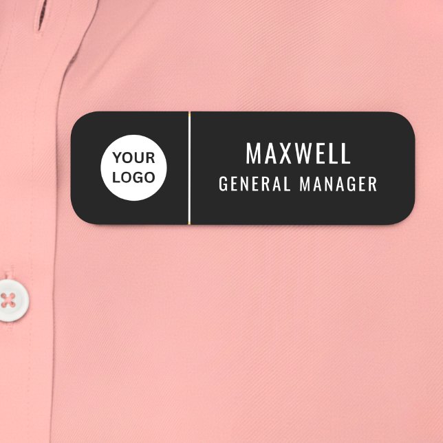 Etiqueta Para Nombres Custom Logo Employee Staff Safety Pin Black (Subido por el creador)