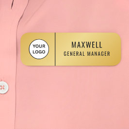 Etiqueta Para Nombres Custom Logo Employee Staff Safety Pin Gold