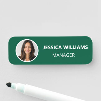 Etiqueta Para Nombres Custom Photo Employee Magnetic Safety Pin Green