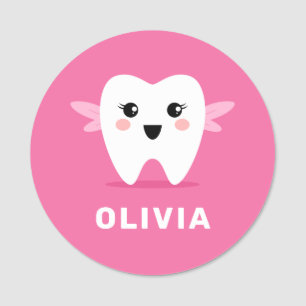 Etiqueta Para Nombres Cute dental hada pediátrica dentista familiar rosa