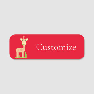 Etiqueta Para Nombres Cute Giraffe Munching Thunder_Cove