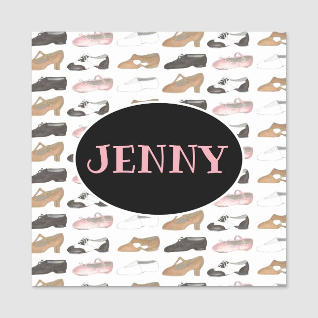 Etiqueta Para Nombres Dance Shoes Ballet Tap Jazz Lyrday Party (Anverso)