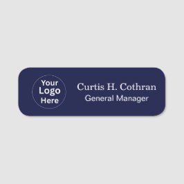Etiqueta Para Nombres Deep Navy Blue & White Name Tag Design