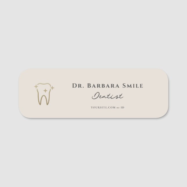 Etiqueta Para Nombres Dental Aesthetic Dentist Sand Beige (Anverso)