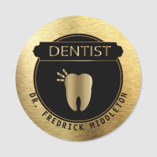 Etiqueta Para Nombres Dentista: negro y oro de gran escala