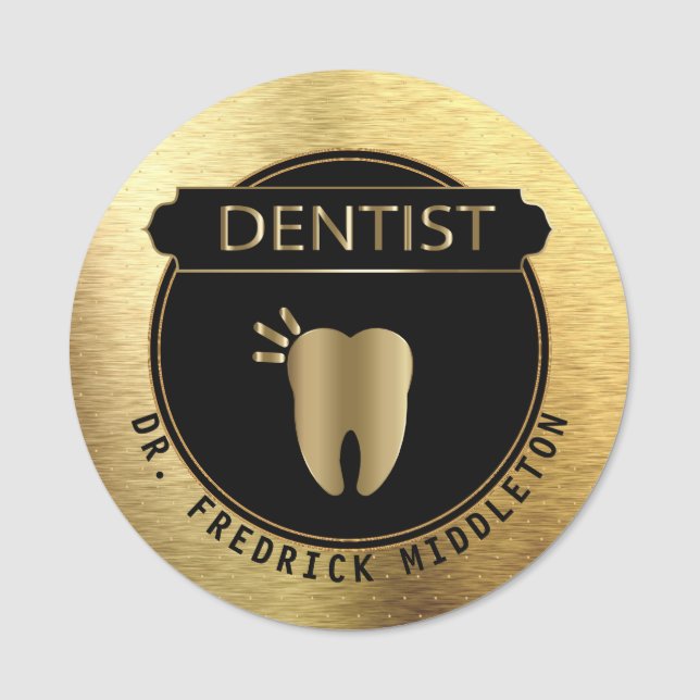 Etiqueta Para Nombres Dentista - UpScale Black and Gold (Anverso)