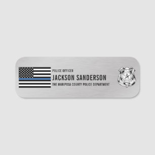 Etiqueta Para Nombres Departamento de Oficiales de Policía Línea Azul Fi