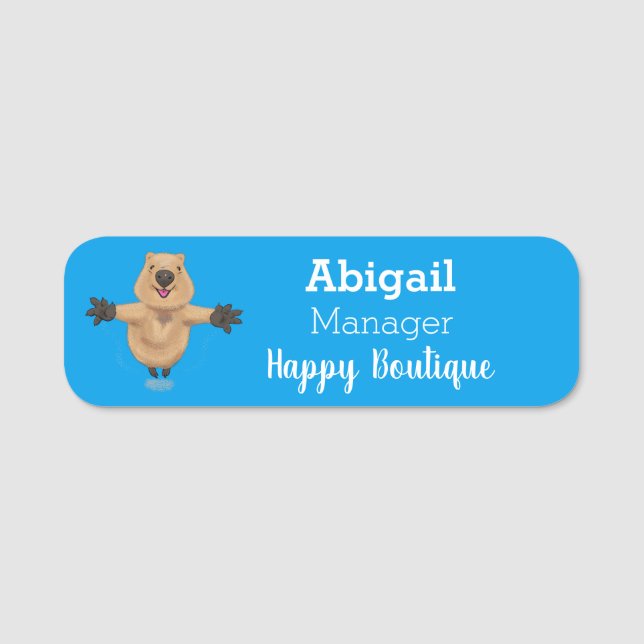 Etiqueta Para Nombres Diseño de personalizados de quokka saltando feliz (Anverso)