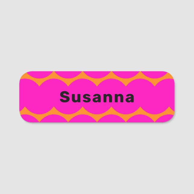 Etiqueta Para Nombres Divertido Naranja brillante rosado caliente acurru (Anverso)
