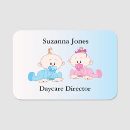 Etiqueta Para Nombres Dos bebés Chica Boy Daycare Design Name Tag