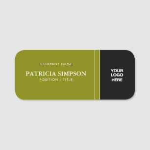 Etiqueta Para Nombres El contraste audaz del LOGO Olive Dark Green & Bla