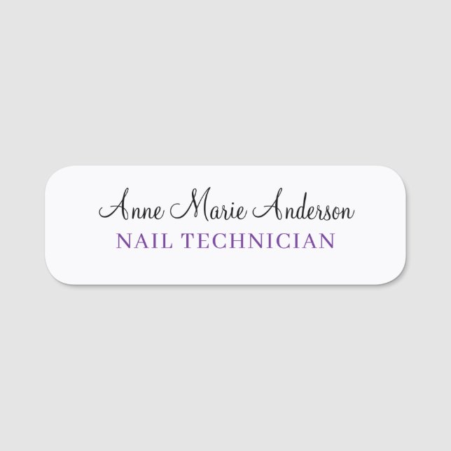 Etiqueta Para Nombres Elegant Black White and Purple Professional Name  (Anverso)