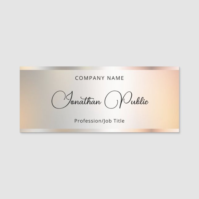 Etiqueta Para Nombres Elegant Glamour Silver Template Custom Calligraphy (Anverso)