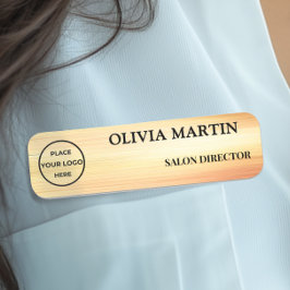 Etiqueta Para Nombres Elegant Gold Flow Magnetic Name Badge