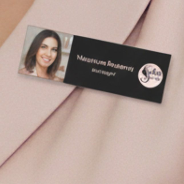 Etiqueta Para Nombres Elegant Minimal Black Makeup  Business Employee (Subido por el creador)