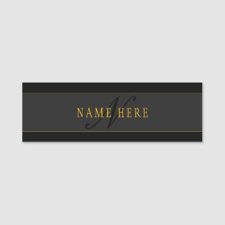 Etiqueta Para Nombres Elegant Script Monogram Black & Gold