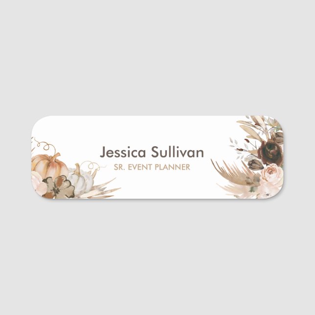 Etiqueta Para Nombres Elegante acuarela Caída Floral Classic Name Tag (Anverso)