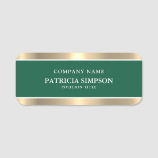 Etiqueta Para Nombres Elegante Amazon Dark Green & Gold: Lujo y Modernid