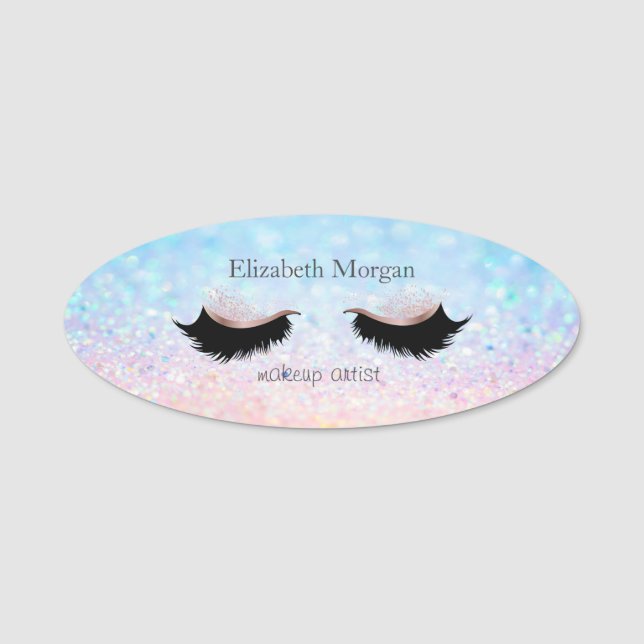 Etiqueta Para Nombres Elegante Bokeh Ombre Faux Lashes (Anverso)