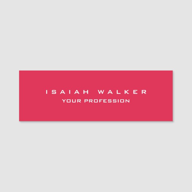 Etiqueta Para Nombres Elegante Clásico Llano Único Especial Crimson Rojo (Anverso)