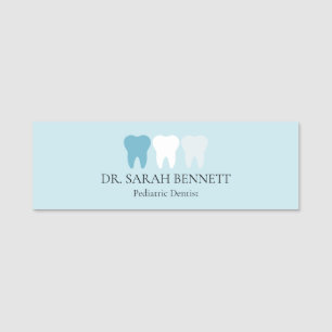 Etiqueta Para Nombres Elegante dentista azul acuático profesional
