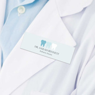 Etiqueta Para Nombres Elegante dentista azul claro profesional