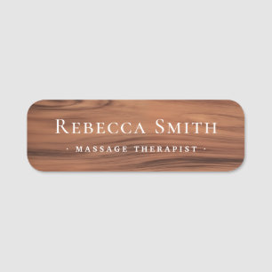 Etiqueta Para Nombres Elegante estilo de madera de teca marrón nombre y 
