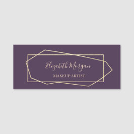 Etiqueta Para Nombres Elegante Geométrico, Violeta, Artista De Maquillaj