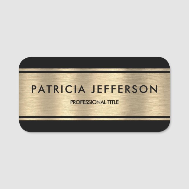 Etiqueta Para Nombres Elegante Gold & Black Luxury: Estilo y refinamient (Anverso)