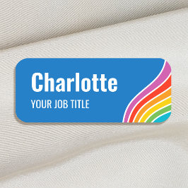 Etiqueta Para Nombres Elegante ID del personal de la ola arcoiris Blue