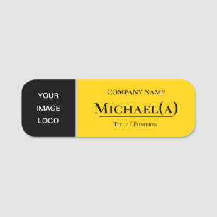 Etiqueta Para Nombres Elegante LOGO de negocios canario amarillo y negro