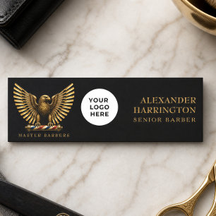 Etiqueta Para Nombres Elegante logotipo de águila dorada para barbería d