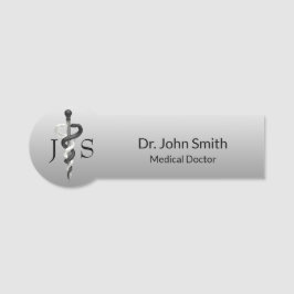 Etiqueta Para Nombres Elegante médico elegante Noble blanco negro Asclep