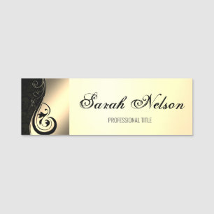 Etiqueta Para Nombres Elegante Moda Elegante Swirls Damask