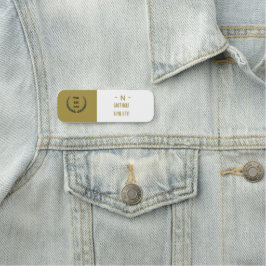 Etiqueta Para Nombres Elegante Monograma Dorado y Gris I Minimalista Ele
